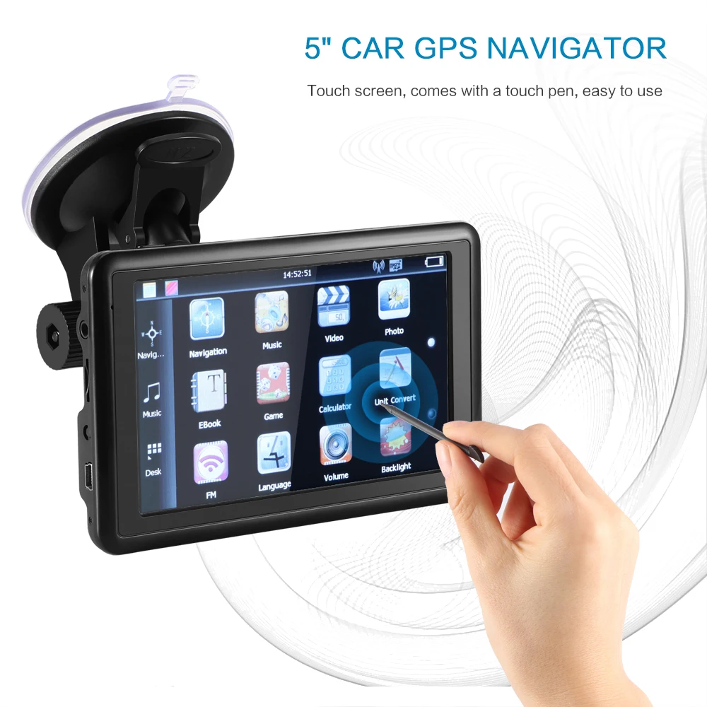 

Onever 5-дюймовый HD FM Bluetooth Автомобильный GPS-навигатор новейшая Карта Европы спутниковая навигация Ruck Gps-навигаторы автомобильный с уведомлением