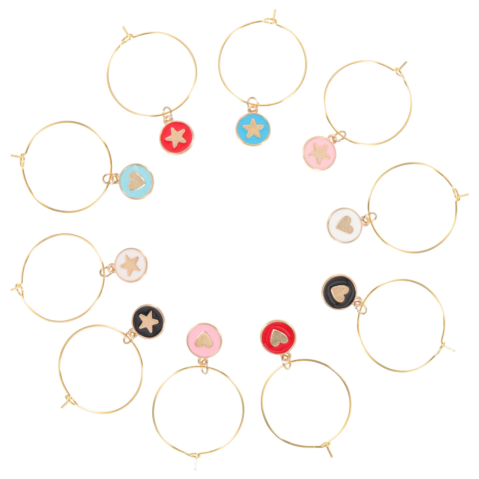 

10pcs Charms Star Round Glass Identifiers Cup Signs Party Supplies