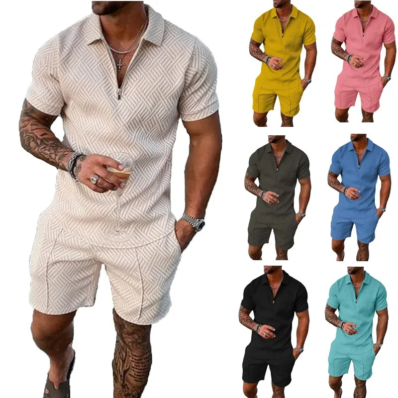 

Men's Short Sets Streetwear 3D Digital Printing Short Sleeve Polo Shirt + Shorts Summer Harajuku Sportswear