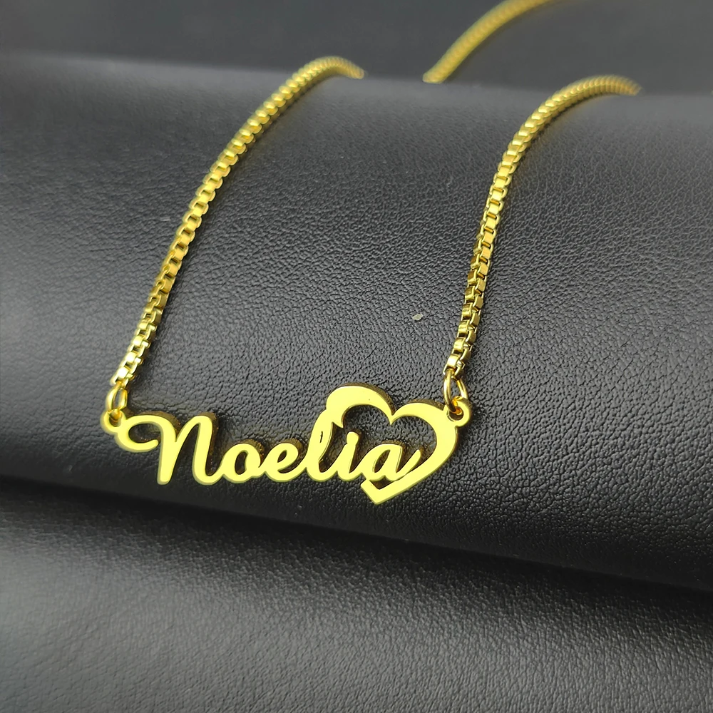 

Personalised Gold Name Necklace with Heart Custom Name Necklace Handmade Jewelry Personalised Birthday Gift for Her Mom