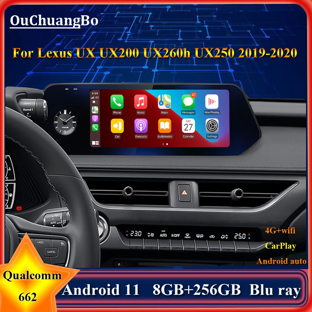 

Ouchuangbo Snapdragon 662 Car GPS Radio For Lexus UX UX200 UX260h UX250 2019 2020 with Blu ray android 11 8GB 256GB carplay