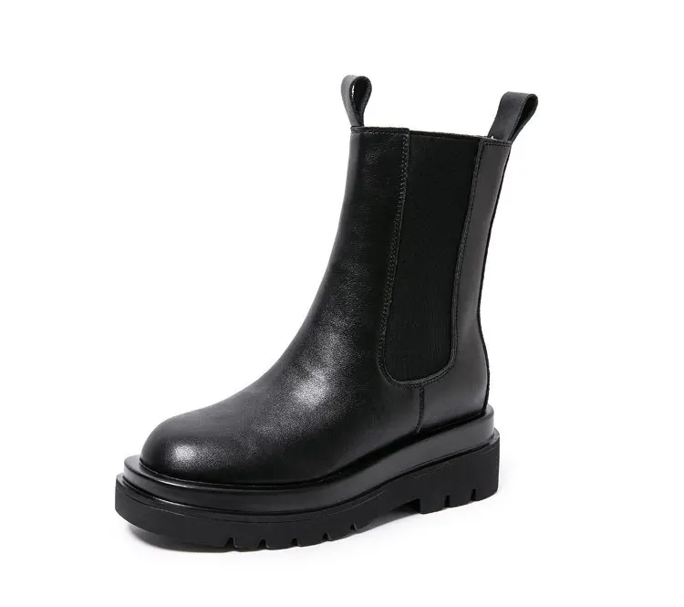 

Новинка, роскошные женские ботильоны челси, зимняя обувь на массивной подошве, ботильоны на платформе, брендовые дизайнерские ботинки без шнуровки на массивном каблуке