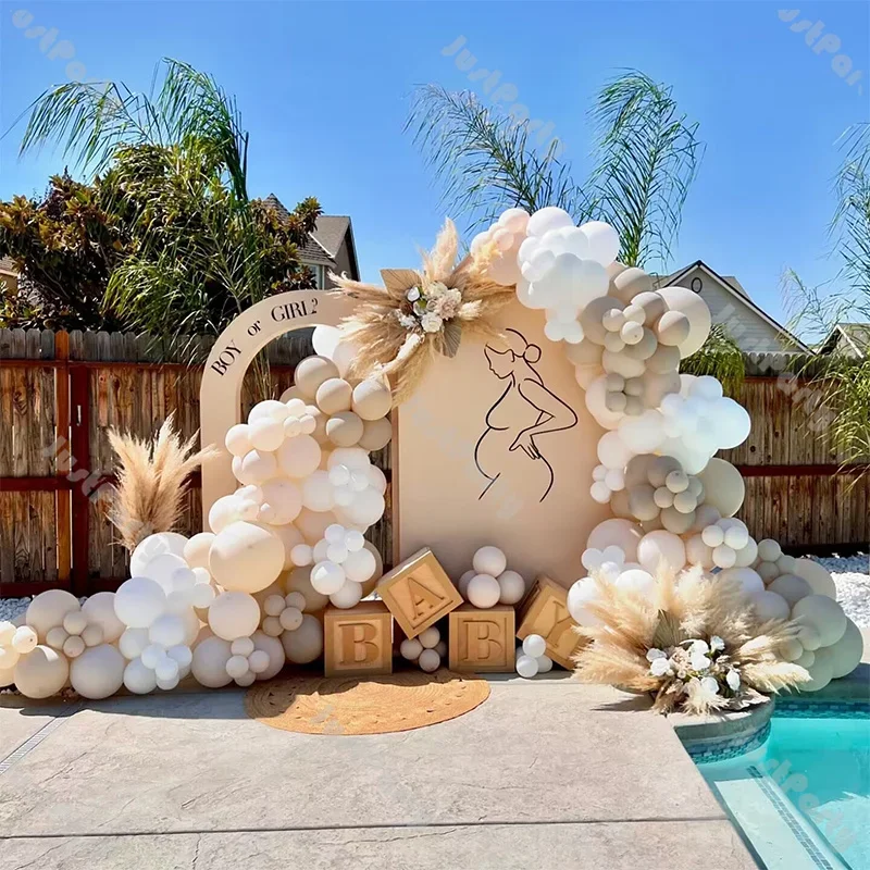 112/162 шт. воздушные шары в стиле бохо гирлянда дымчатый коричневый песочный белый