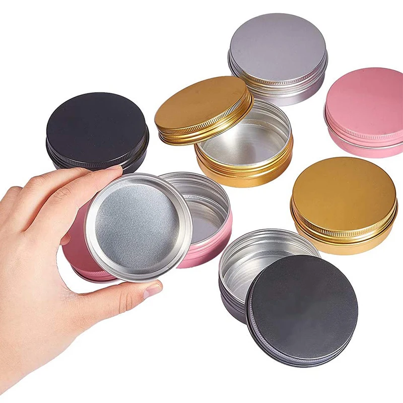 

5pcs/set 10ml Aluminum Tin Jar for Cream Balm Nail Candle Cosmetic Container Refillable Bottles Tea Cans Metal Box Candle Jars