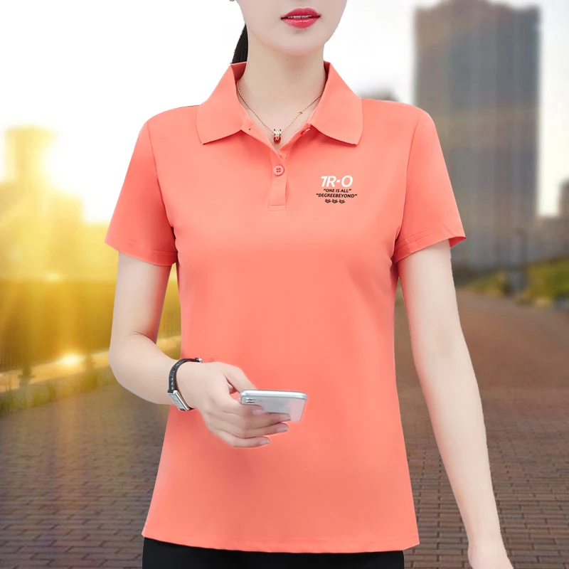 Женская рубашка-поло из ледяного шелка с короткими рукавами Дятел новинка лета