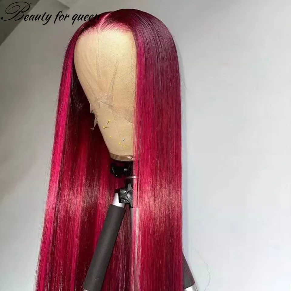 

Red 13x4 Lace Front Human Hair Wigs For Black Women Straight 150% Density HD Lace Frontal Wigs Remy Brazilian Hair Pre Plucked