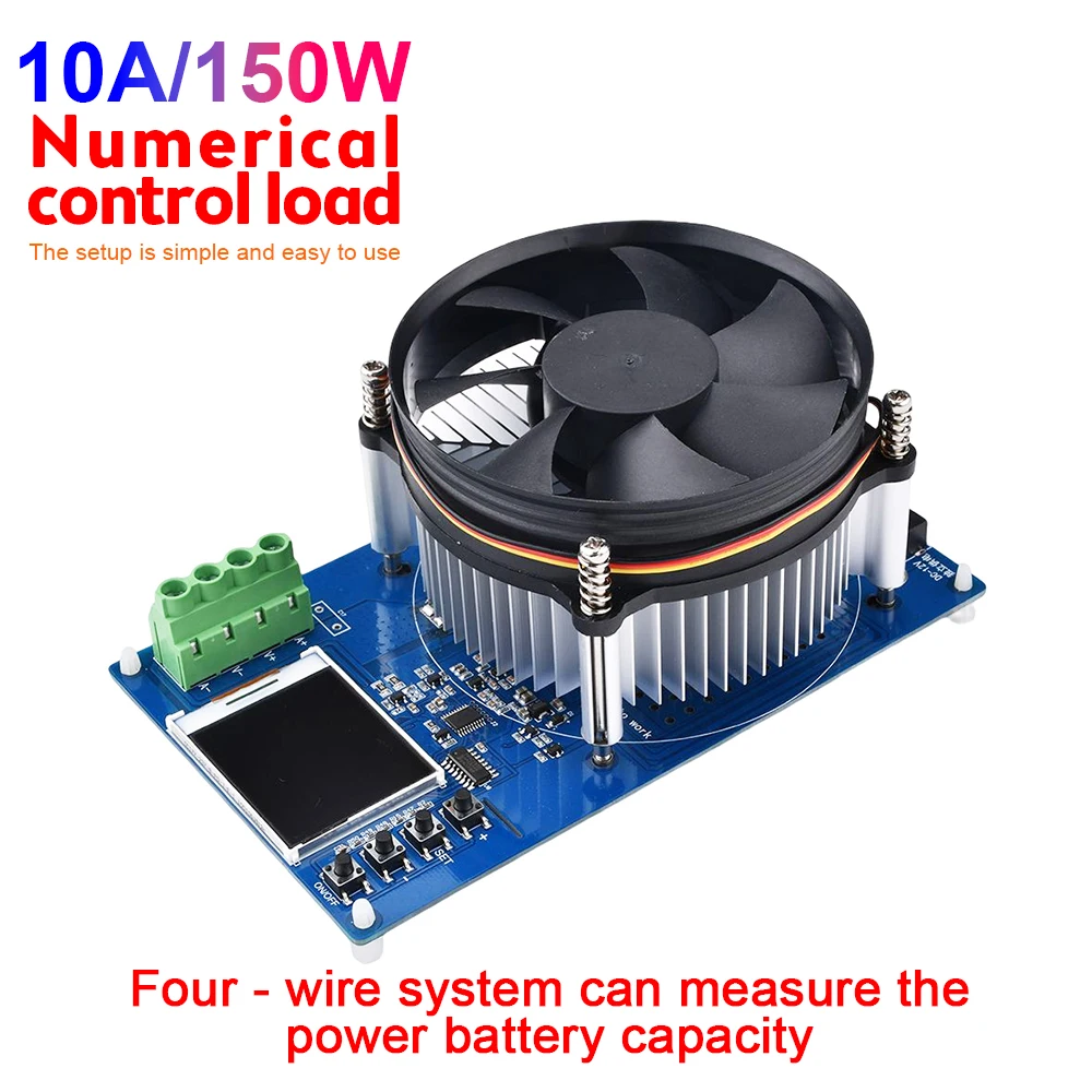 

150W 10A Battery Capacity Tester Adjustable Constant Current 4-wires CNC Electronic Load Power Discharge Meter 1.77'' TFT Screen