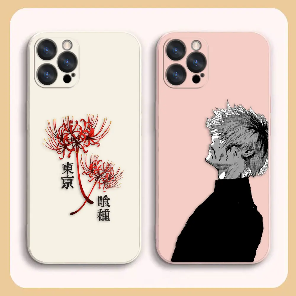

Case For iPhone 14 13 12 11 Pro XS Max Mini X XR 7 8 6 6S Plus Colour Simple Liquid Silicone Case Tokyo Ghoul Kaneki Ken Manga