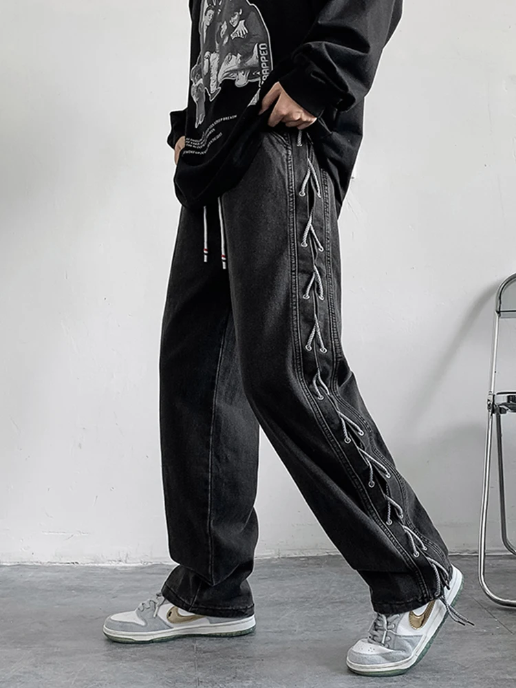 Men Oversized Black Jeans Pants 2022 Denim Mens Streetwear Hip Hop Harem Pants High Wasit Denim Pants Overalls Casual Men Jeans