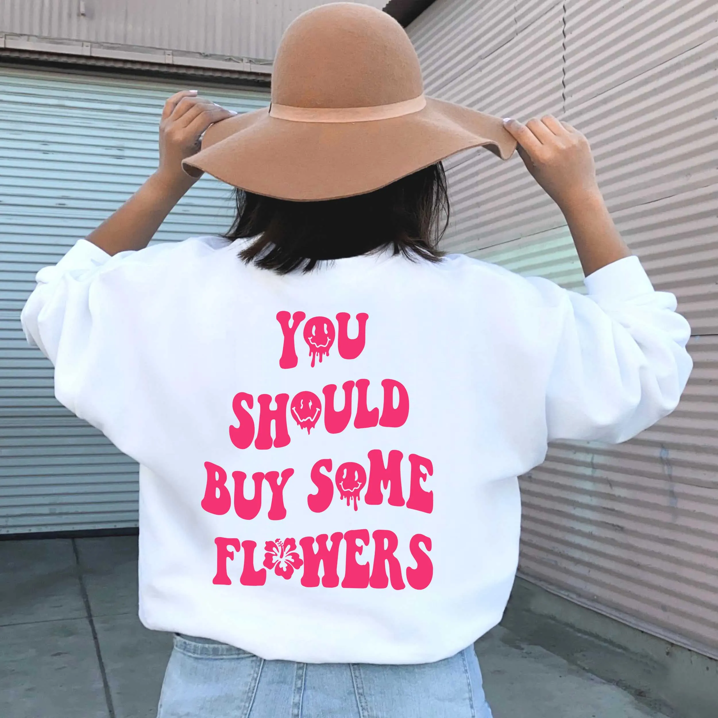 

You should buy some flowers graphic women fashion cotton autumn spring trendy aesthetic youngs tops quote vintage sweatshirt