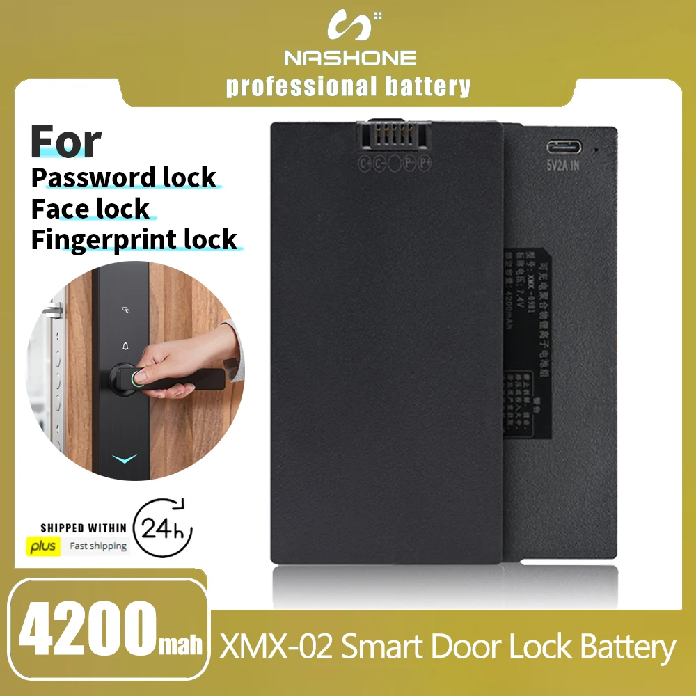 7.4V 4200mAh Smart Door Lock Battery Rechargeable 18650 Lithium-ion Battery For Password Lock Face Fingerprint Recognition Lock