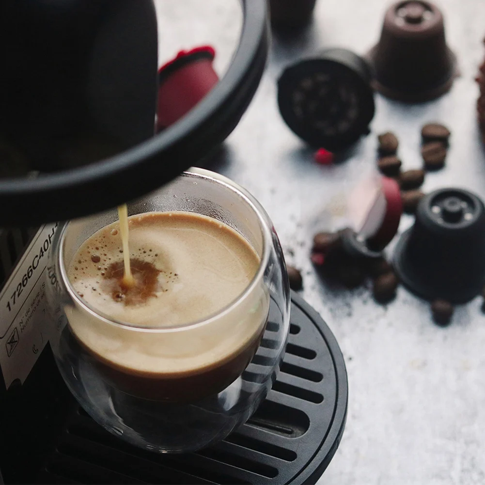 Фото [РАСПРОДАЖА] Подходит для кофемашин Nespresso, многоразовые капсулы из нержавеющей стали для наполнения кофейным порошком, 9 шт., черные №1
