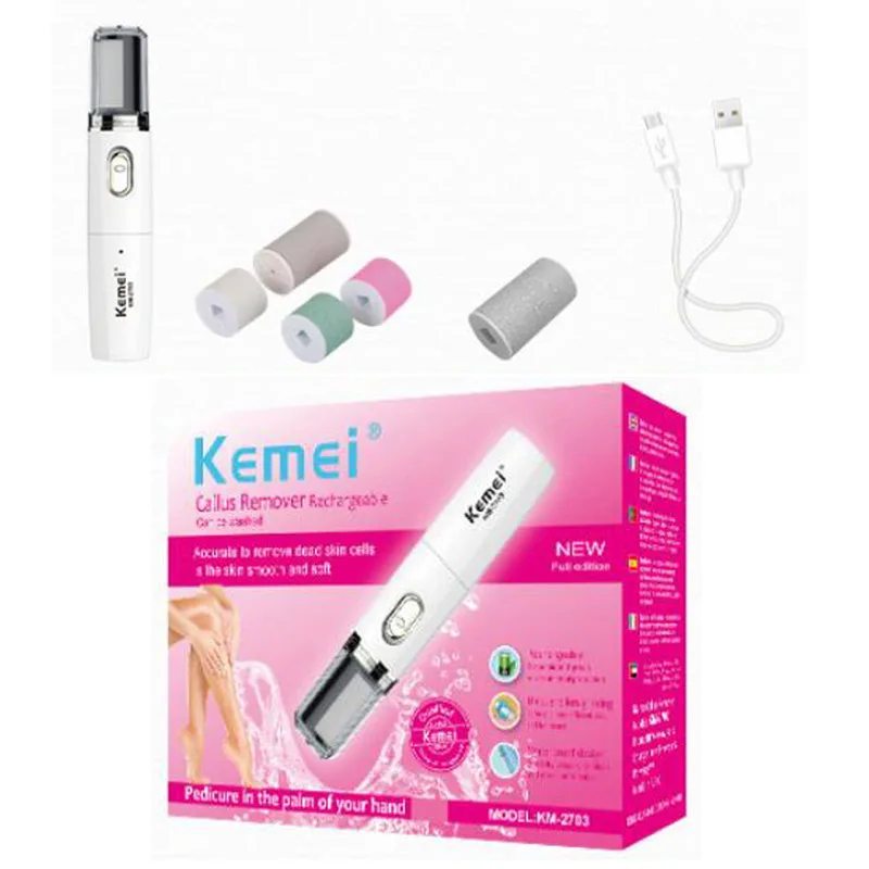 

KEMEI KM-2703 Exfoliator Pedicure Callus Remover USB Rechargeable Heel Peeling Skin Scrubber Machine Hand Foot Care Beauty Tool