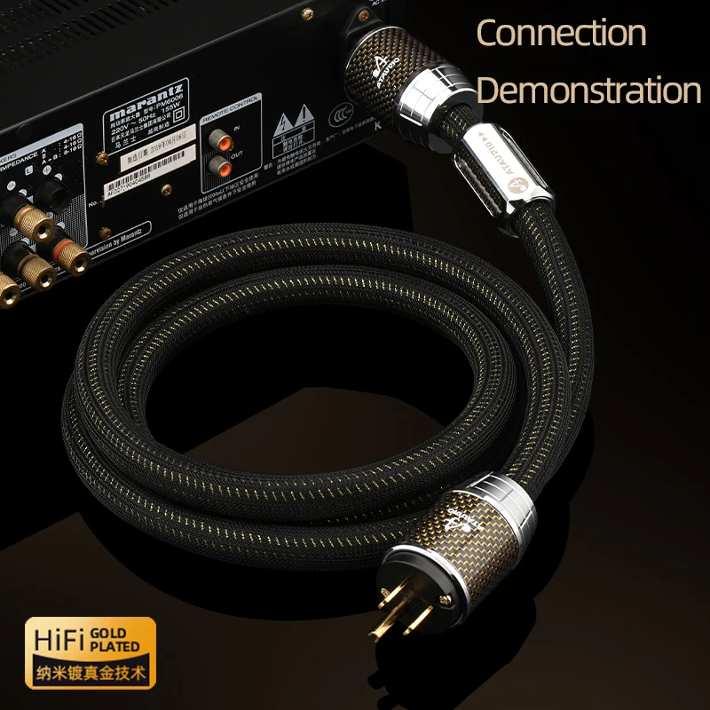 Кабель питания ATAUDIO HiFi OCC позолоченный аудиокабель с высококлассным покрытием для ЕССШААвстралии, защитная вилка из углеродного волокна для усилителя фильтра (art.: 3920c4fe60ef8) - 3920c4fe60ef8