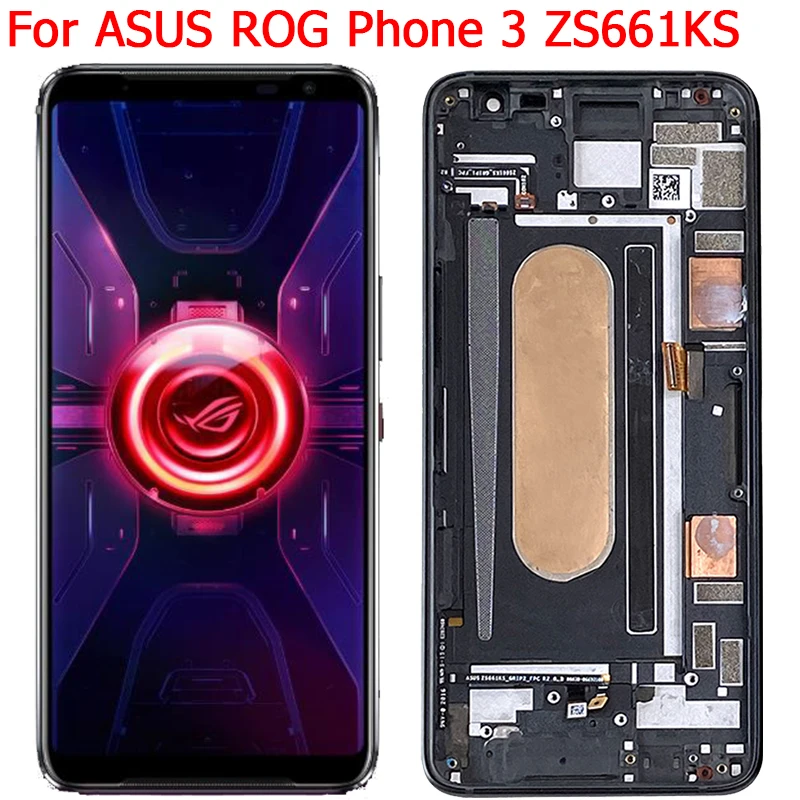 Оригинальный ЖК-дисплей для ASUS ROG Phone 3, экран с рамкой 6,59 дюйма, ROG Phone 3, ROG3, ZS661KS, I003D, сенсорный ЖК-экран, детали дисплея