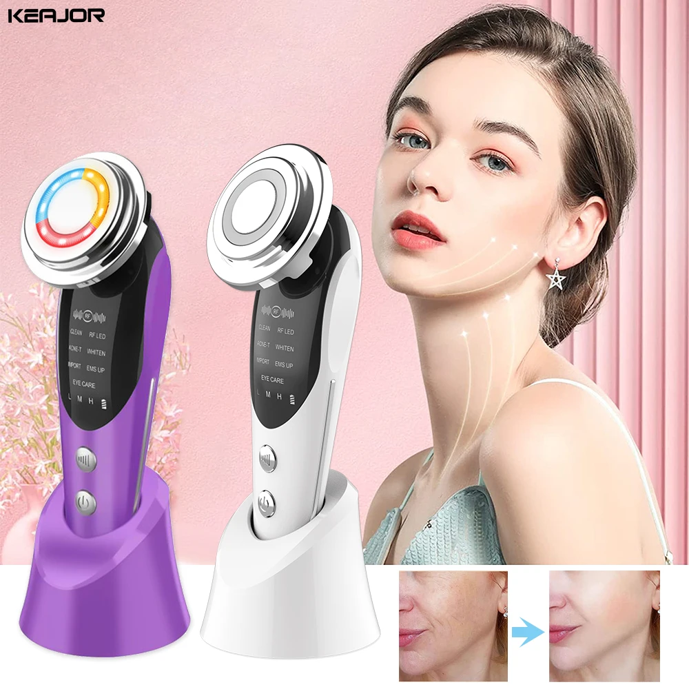 

7 in 1 Face Skin Massager EMS Micro-current Wrinkle Remover LED Anti-aging RF Facial Lifting Skin Care Tighten Rejuvenation