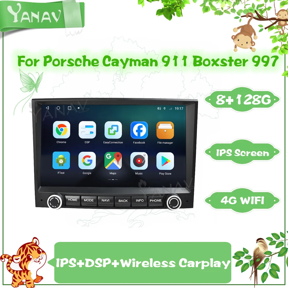 

Автомагнитола на Android 11 для Porsche Cayman 911 Boxster 997 2009-2012, автомобильный стерео Мультимедийный плеер с GPS-навигацией, 4G, Wi-Fi, Carplay