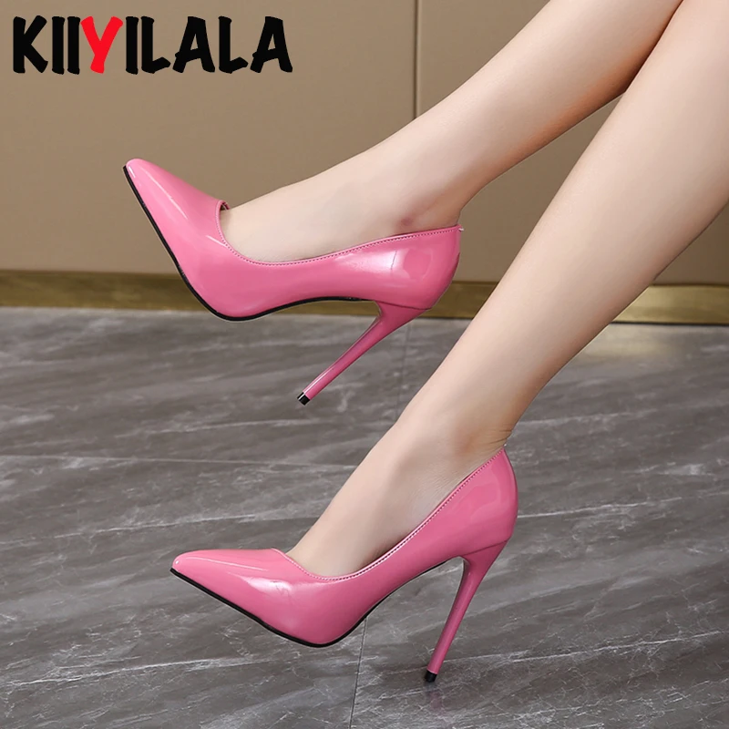 

Kllyilala 4.52 Inch Pink Heels Pumps Women Shoes Classic Fashion Wedding Pointed Toe Super High-heeled Plus Big Size 35-45