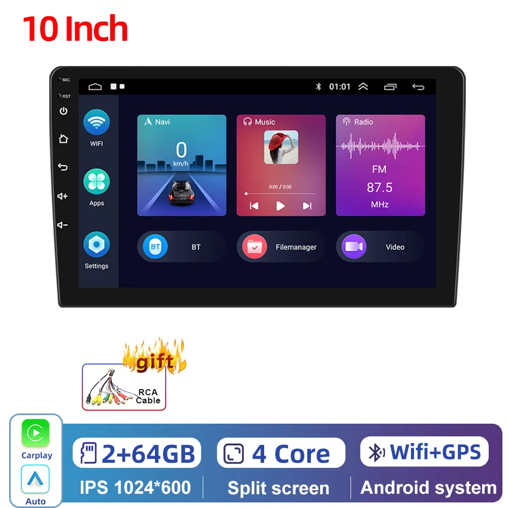 

Автомагнитола Podofo 2din Android 10.0, 9/10 дюймов, универсальная, с GPS, мультимедийный плеер для VW, Nissan, Kia, Toyota, Ford, Honda