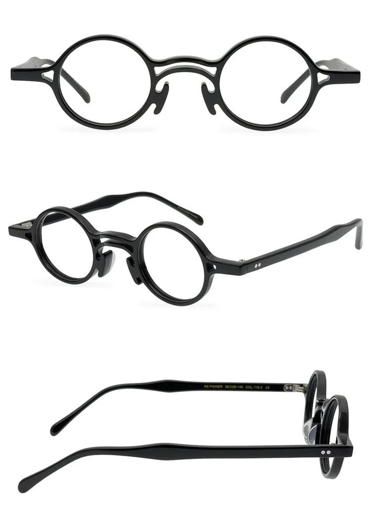 

Belight Optical Small Round Retro Men Women Italy Acetate Vintage Prescription Eyeglasses Spectacle Frame Eyewear RE PINNER