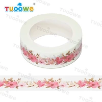 2022 new 1pc 15mm x 10m white pink watercolor floral scrapbook paper masking adhesive washi tape washi tape set designer mask