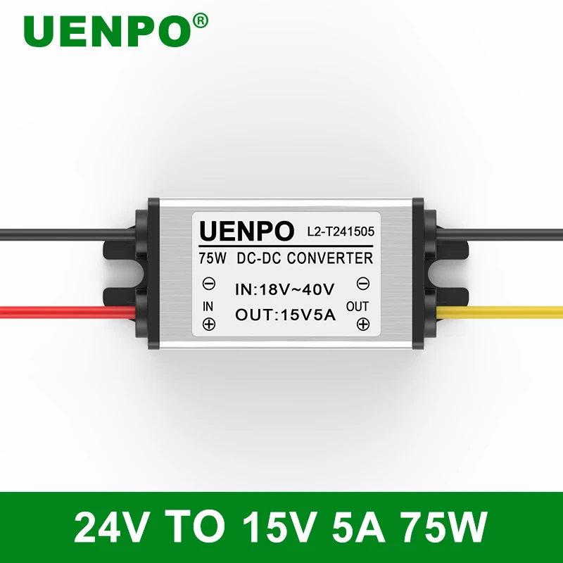 

Модуль понижения мощности от 24 В до 15 В, 5 А, трансформатор постоянного тока, автомобильный преобразователь