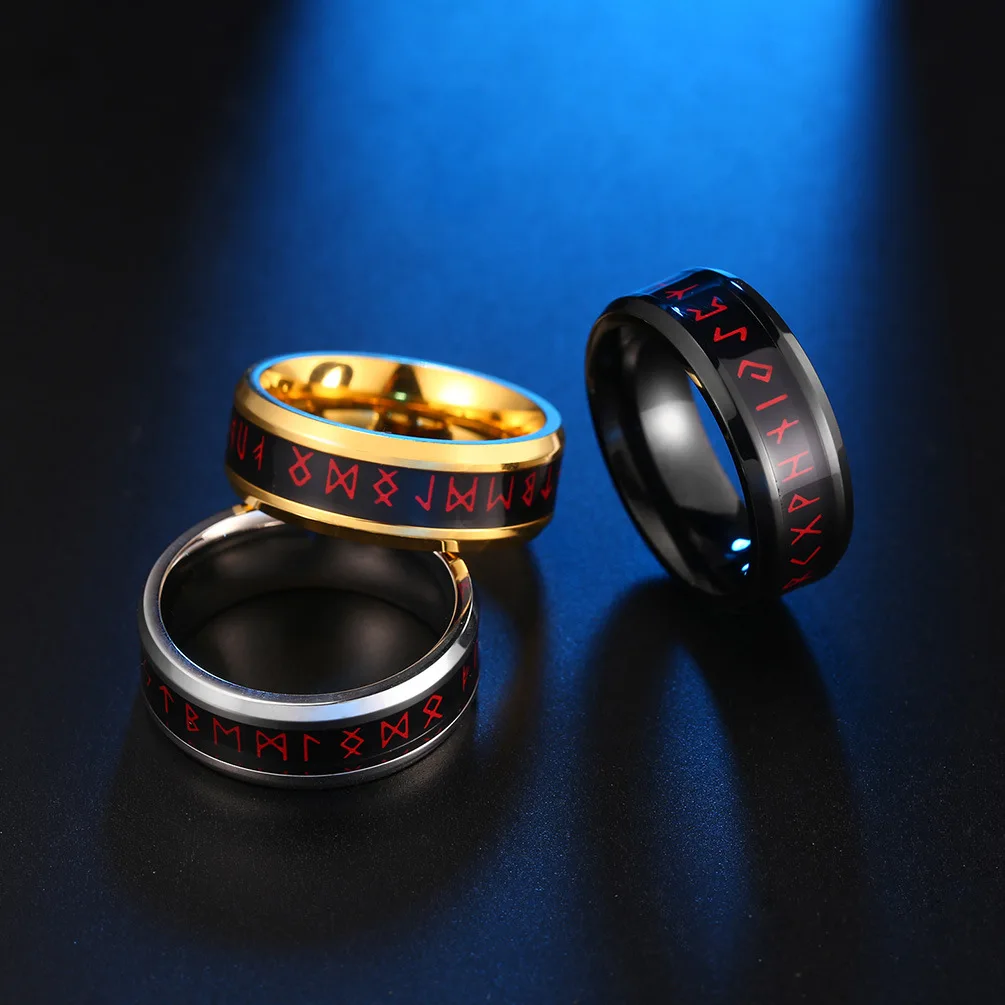 

Temperature Ring for Women Men Viking Characters Titanium Steel Intelligent Temperature Sensitive Finger Rings Jewelry