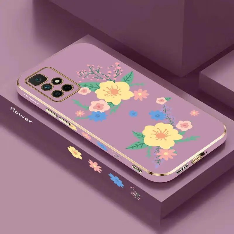 Warm Flowers Luxury Plating Phone Case For Xiaomi Redmi 10 10A 12C 9 10C 9T 9A A1 9C Cover