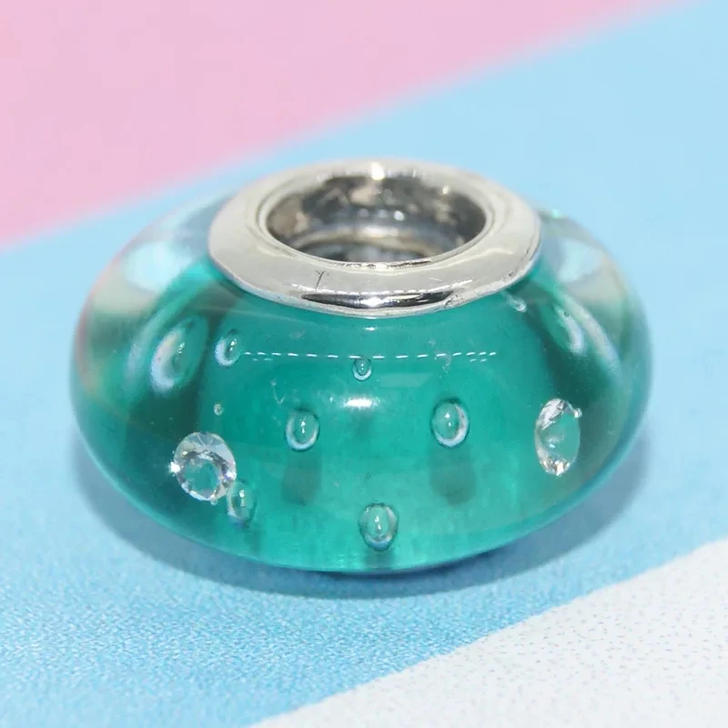 Новый оригинальный серебряный браслет из бусин муранского стекла подвеска для