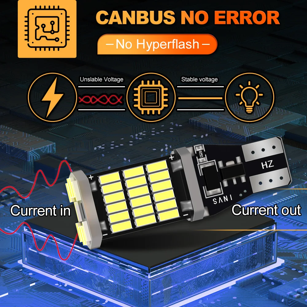 Фото Светодиодная лампа заднего хода T15 W16W Canbus 6000K высокой мощности, оригинальный дизайн 1:1 для Opel Meriva B 2010-2017, Plug and Play №3