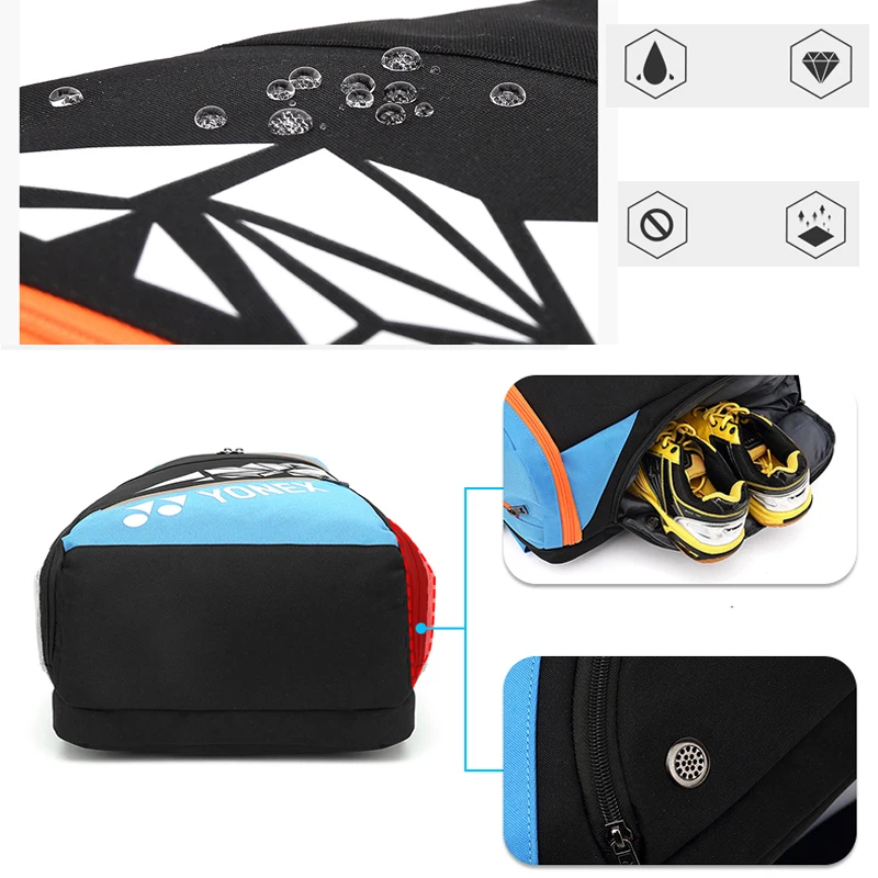 Original YONEX Multifuction Badminton Racket Bag Large Capacity Racquet Sport Equipment Backpack with Shoes Compartment BA242CR