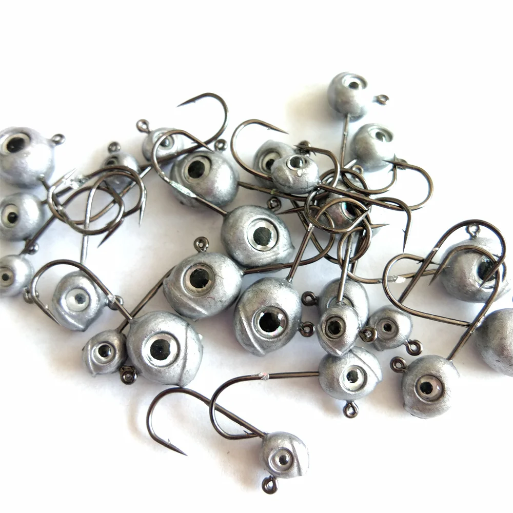 

20pcs 3D eyes 1g 2g 4g Jig Head Rockfish Lure AJING Soft Fishing Ajing Hooks Double barbs Hook For