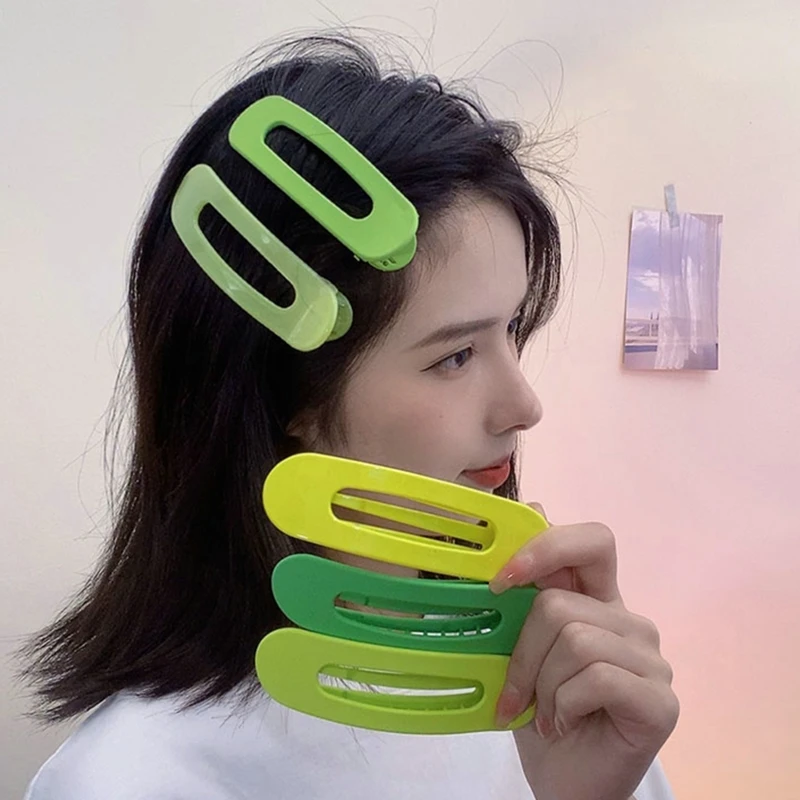 Корейские большие матовые заколки для волос зеленого желеобразного цвета женщин