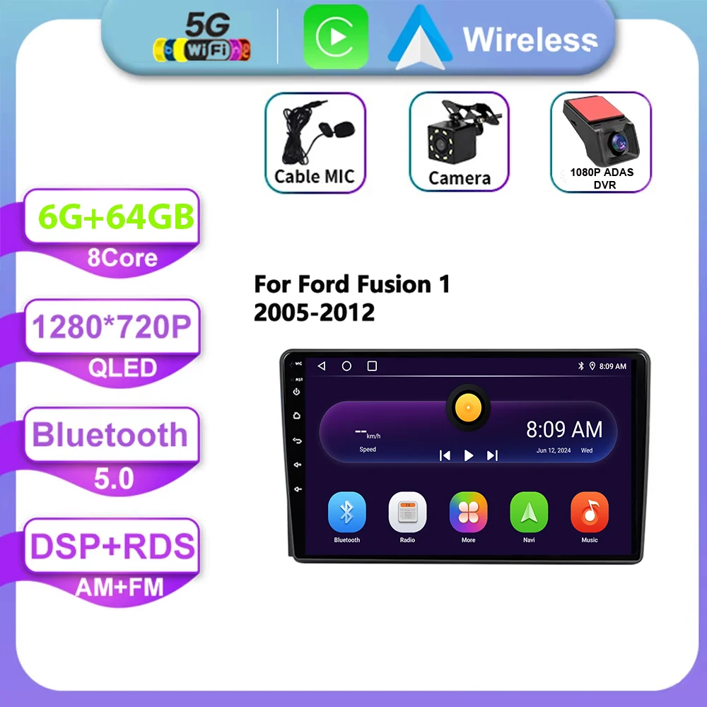 

Для Ford Fusion 1 2005-2012 2 Din Android авто радио мультимедийный плеер GPS-навигация 4G WIFI Carplay стерео 2din головное устройство