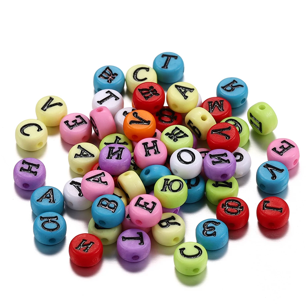 

120/300/500Pcs 7mm Round Flat Acrylic Letter Bead Alphabet Spacer Beads for DIY Bracelet Necklace Jewelry Making Accessories