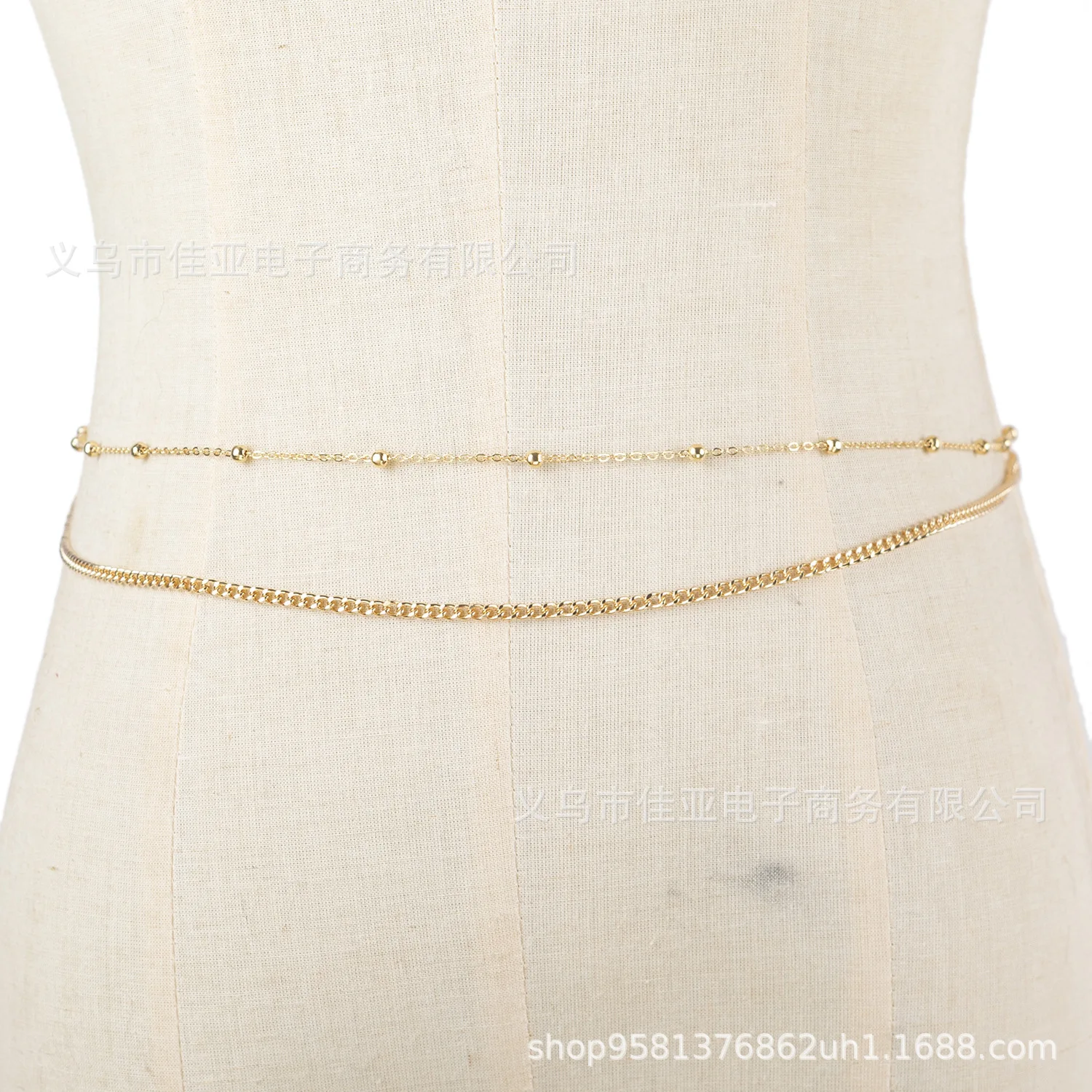 Модная Двухъярусная Цепочка На Живот Для Женщин Металлический Пляжный Бикини В