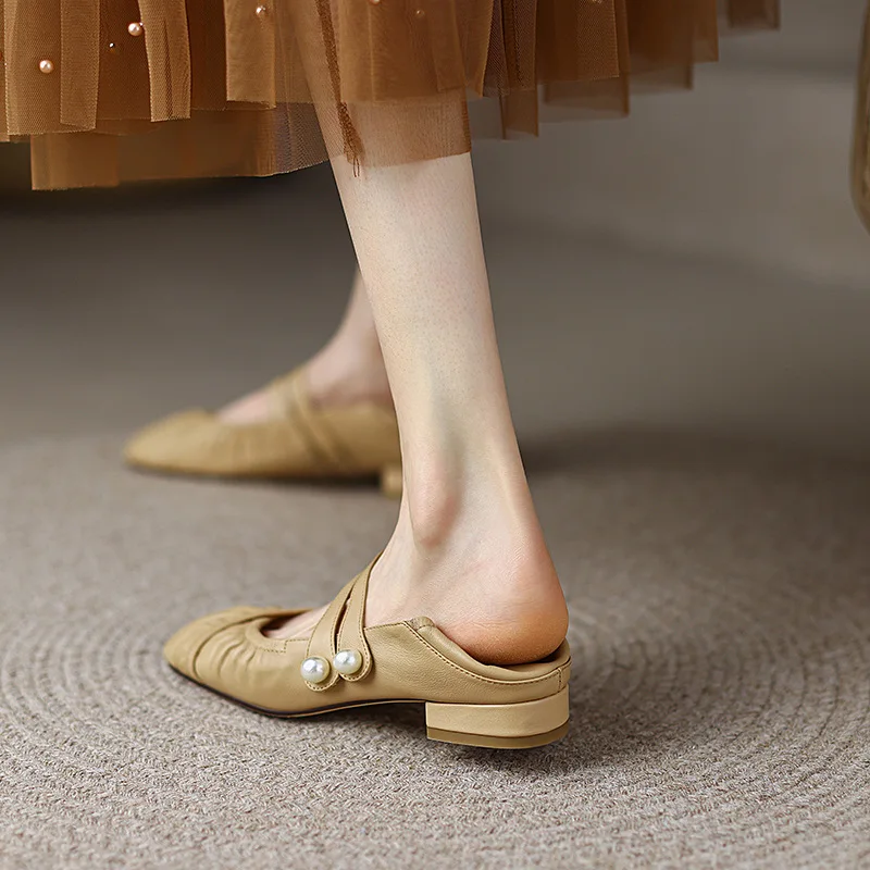 Кожаные Туфли Мэри Джейн в французском стиле ретро женские летние новые балетные