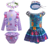 summer new encanto swimsuit for girls mirabel madrigal isabela costume kids printed beachwear 2pc childr seaside swimwear 3 8y
