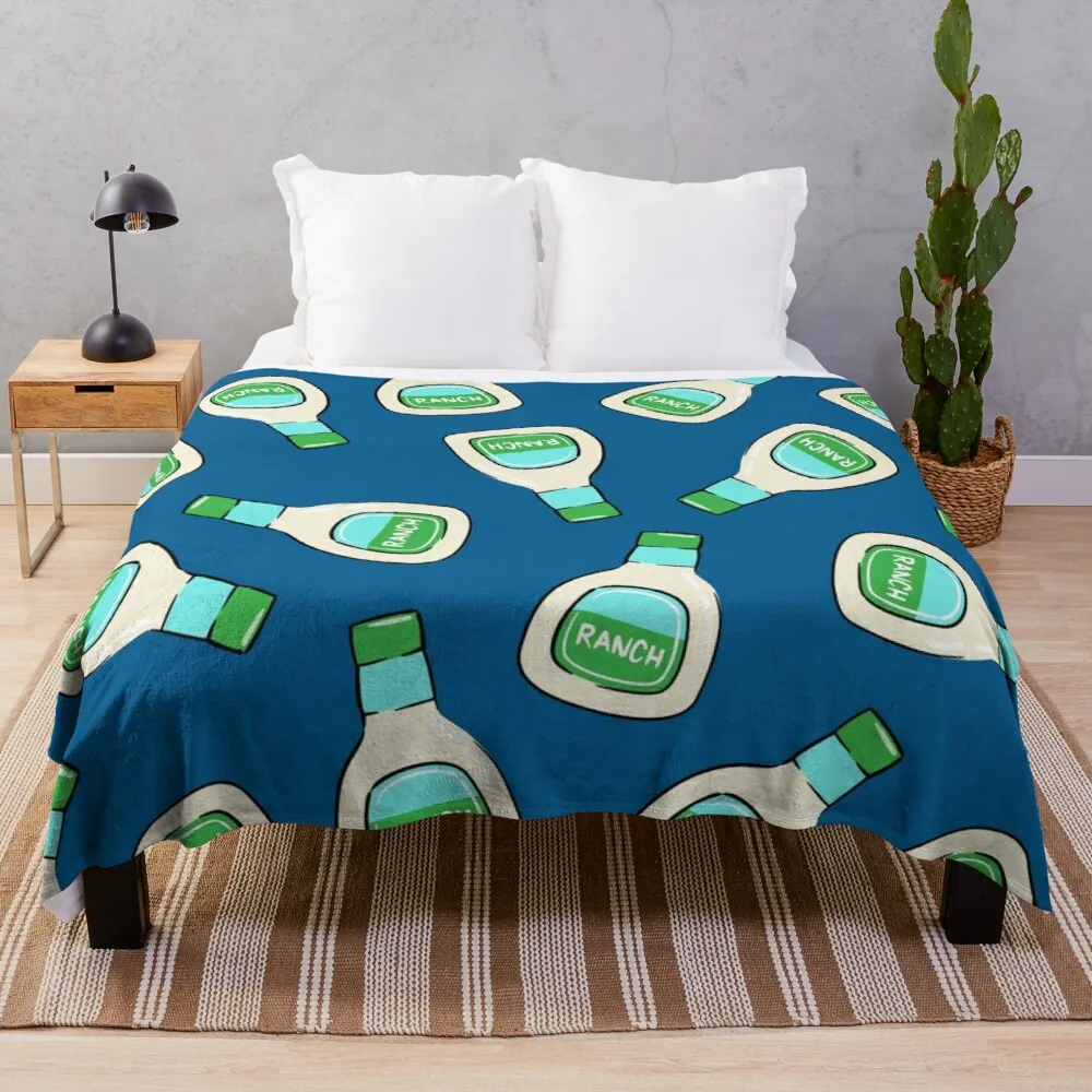 

Ranch - salad dressing bottle (blue) Throw Blanket Knitted Blanket