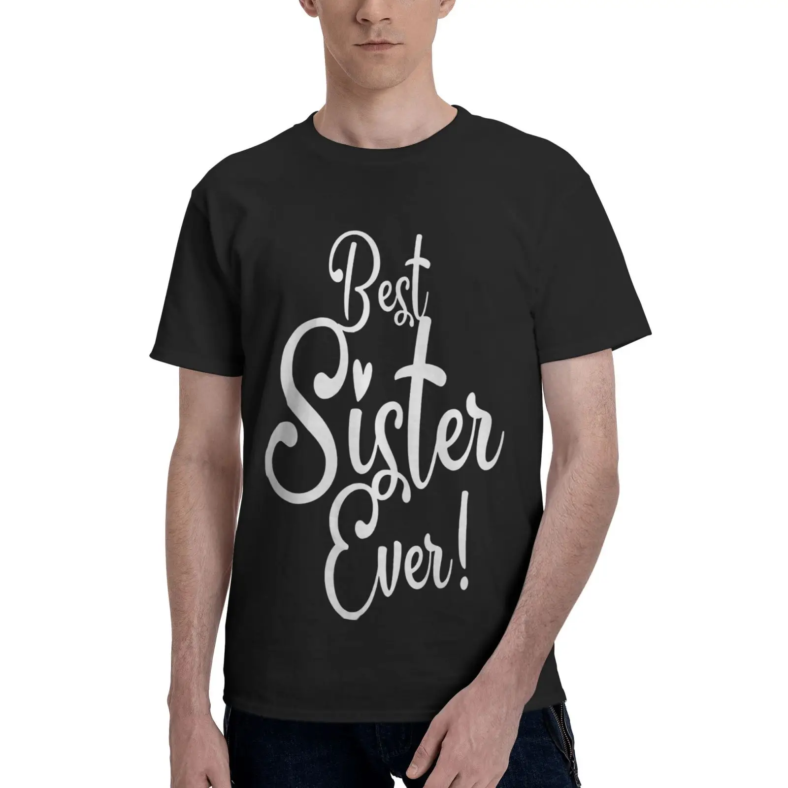

Футболка для мужчин и женщин Best Sister Ever Cursive, с сердечками