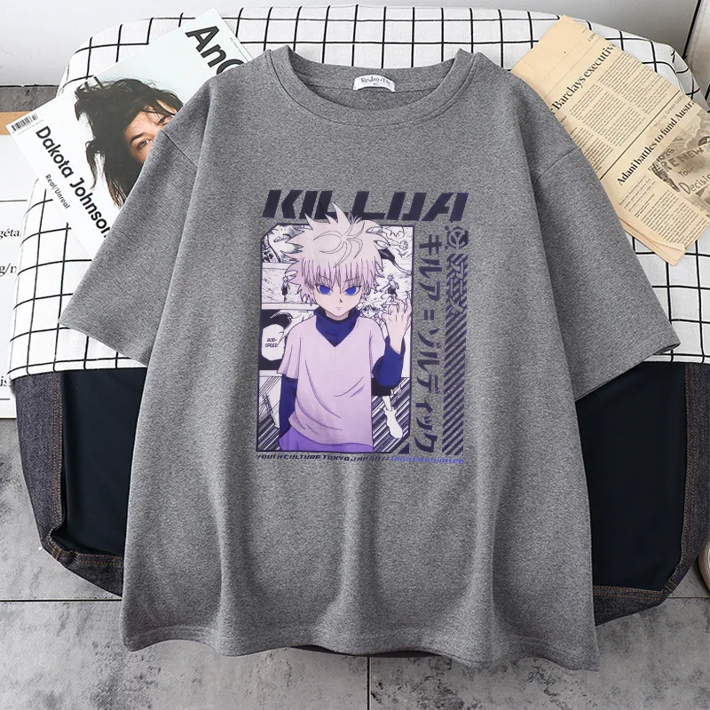 Футболка с рисунком из аниме Hunter X Killua Zoldyck Повседневная футболка коротким