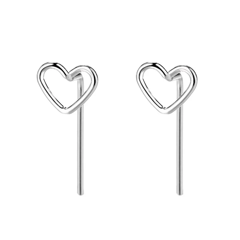 

Classic Women's S925 Sterling Silver Handmade Heart-shaped Gold Stud Earrings Simple Fashion Jewelry Couple Holiday Gifts