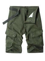 men casual cotton shorts army green gray khaki black zipper waist side baggy pockets design knee length pants male summer wear