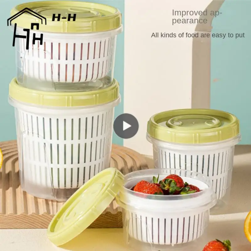 

Fresh-keeping Fridge Organizer Plastic Fruit Boxes Kitchen Organize Refrigerator Storage Drain Basket Pantry Storage Containers