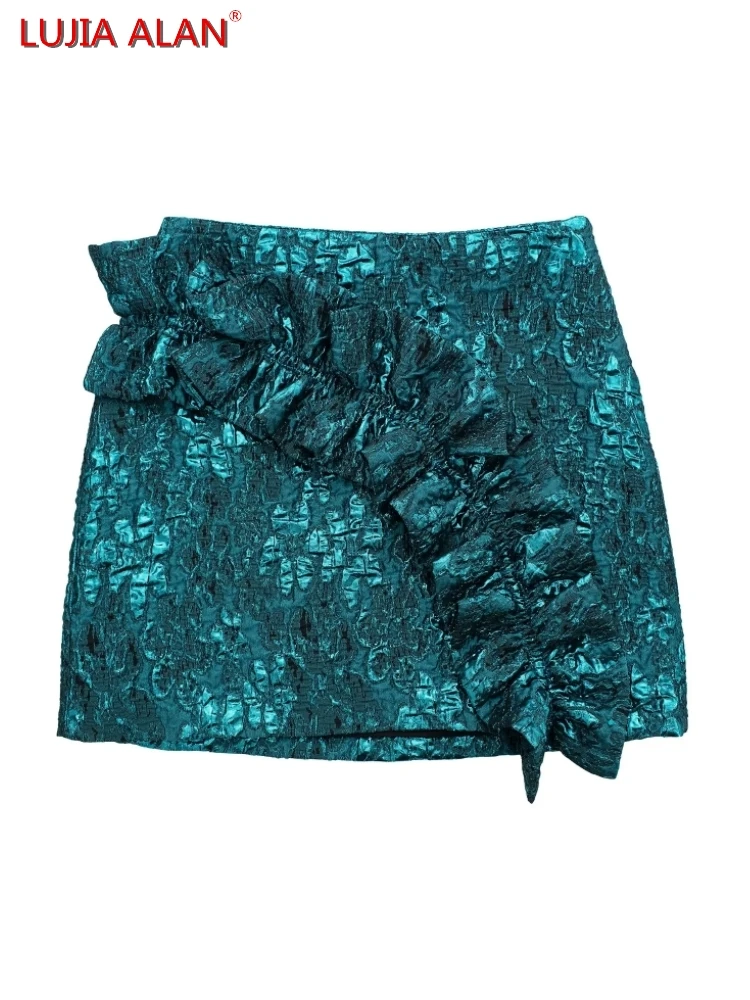 

Новые женские повседневные свободные мини-юбки LUJIA ALAN P3337 с высокой талией, каскадными оборками и боковой молнией