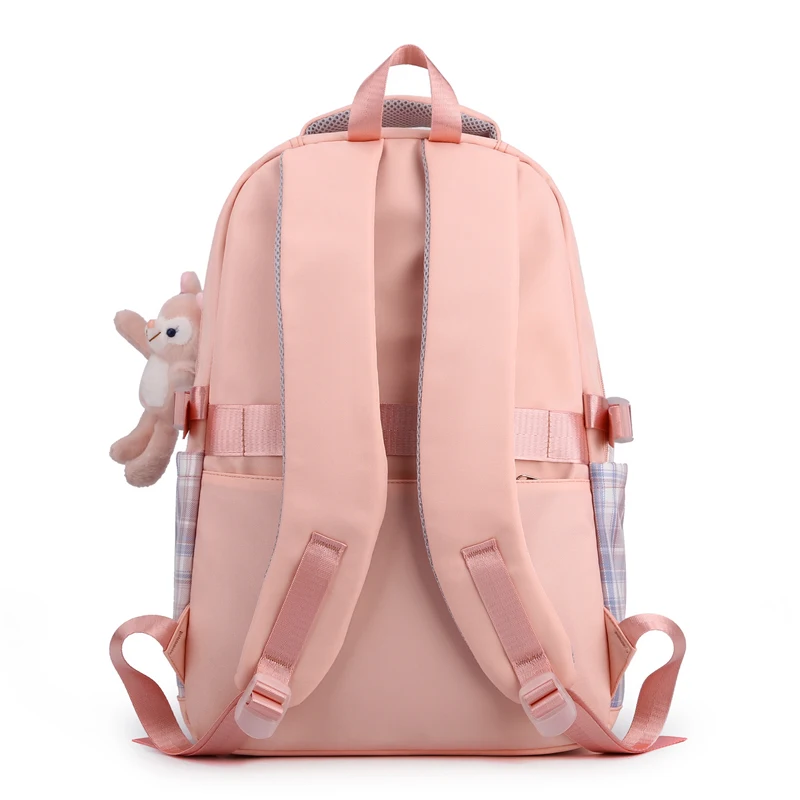 EST Plaid New Fashion Girls Pupil School Backpack Teenager Female Shoulders Waterproof Nylon Preppy Flap Pocket Bagpack Mochila