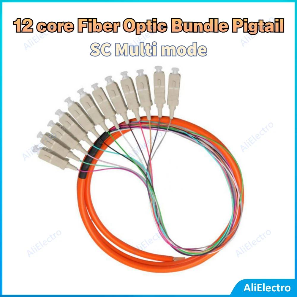 

Factory price SC 12 core Fiber Optic Bundle Pigtail Multi mode fiber optical MM OM1 62.5/125 SC 1-3 Meters 5/10pcs free ship