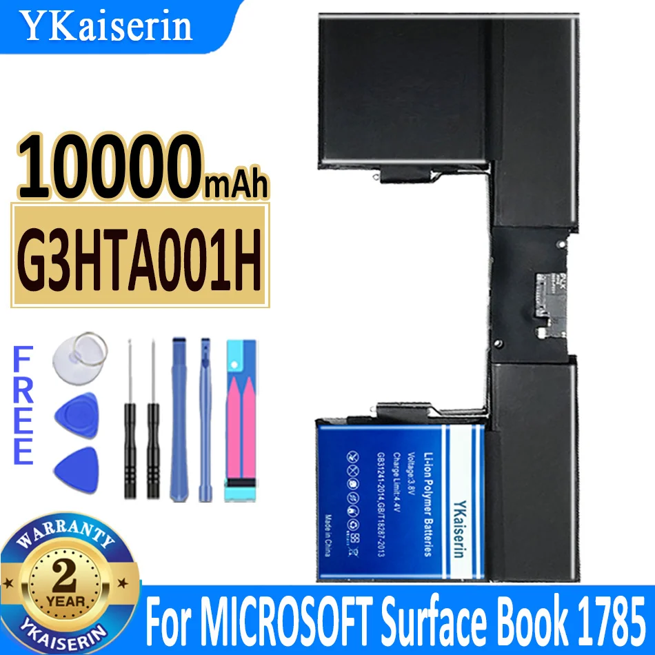 

Аккумулятор ykaisсеребрин G3HTA001H 93HTA001H 10000 мАч для Microsoft Surface Book 1785, улучшенная версия, аккумулятор для планшета