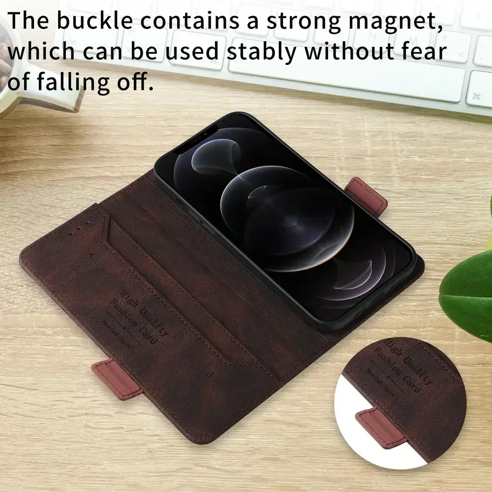 MOTO G35 G55 5G флип-кожаный чехол с роскошной текстурой кожи в стиле ретро кошелек