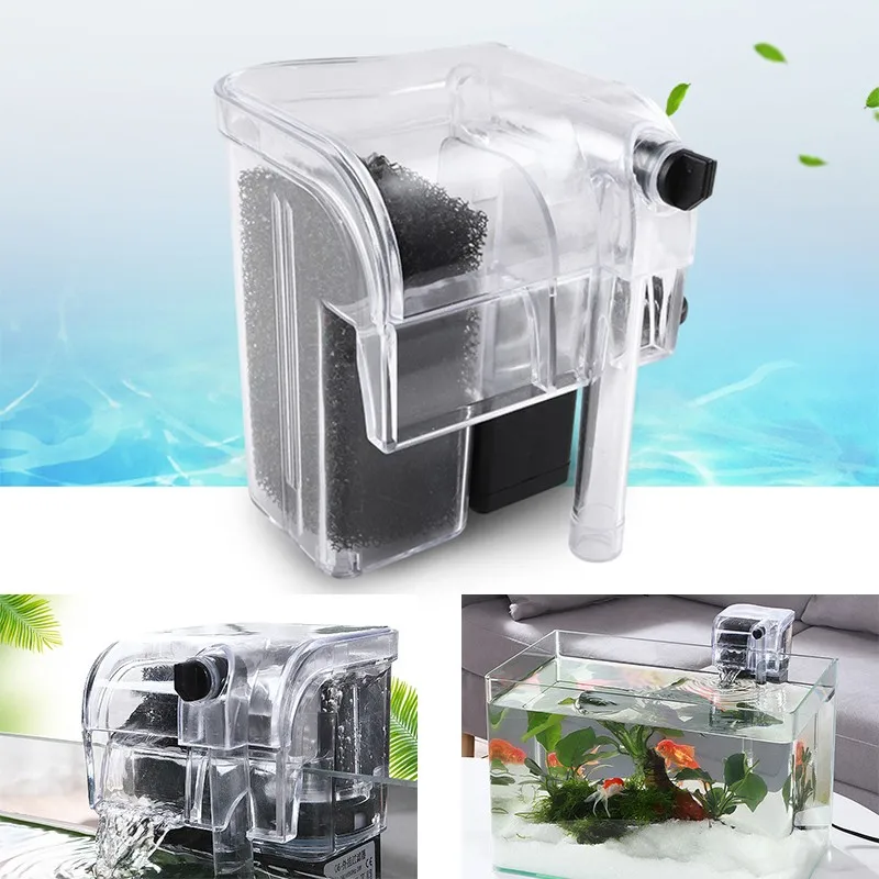 

Fish Tank Filter Aquarium Wall Mounted Filter Cleaning Oxygen Increasing Pump 3 In 1 Oxygen Submersible Water Purifier Mute